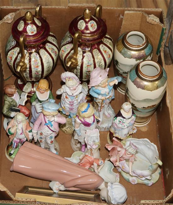 A quantity of mixed ceramics, Continental porcelain figures, etc.